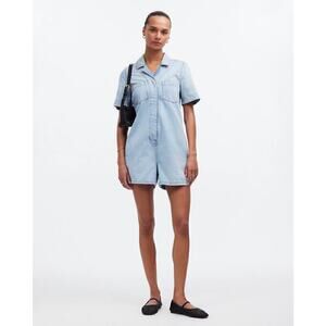 Madewell Women's Denim Utility Romper in Fitzgerald Wash Large